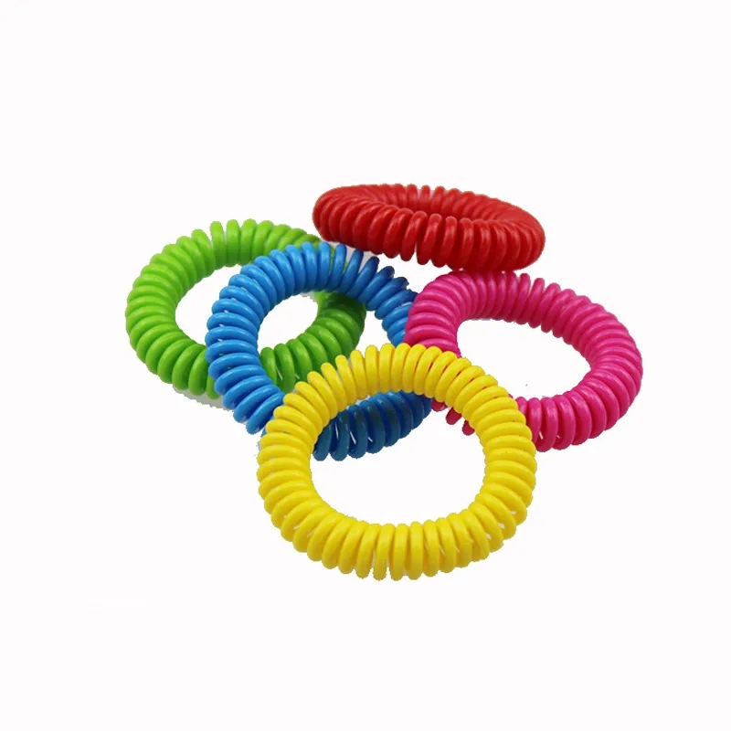 Nuovo braccialetto repellente zanzare Bobina elastica Spirale Mano Cinturino da polso Telefono Anello Catena Braccialetti anti-zanzara Braccialetto antiparassitario