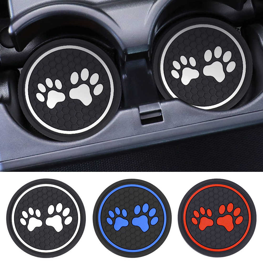 New Non-slip Car Water Cup Pad Cat paw footprint Rubber Mat for Bottle Holder Coaster Auto Interior Anti-skid Cup Holders