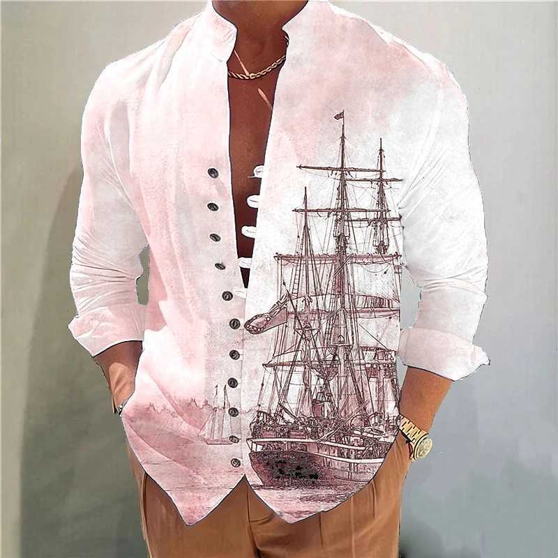 2023 nuova vendita calda primavera e autunno camicia senza maniche da marinaio camicia da uomo collo alto zolfo camicia stile casual taglie forti S-3XL