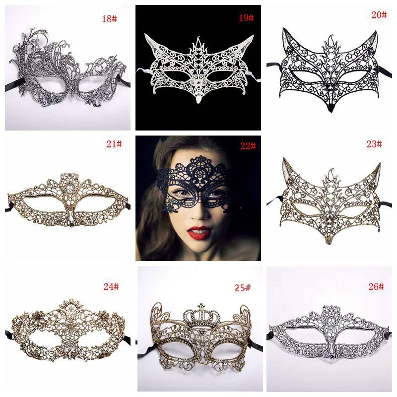 Mode Sexy Dame Spitze Maske Schwarz Ausschnitt Augenmasken Bunte Maskerade Phantasie Maske Halloween Venezianische Mardi Party Kostüm 42 stil