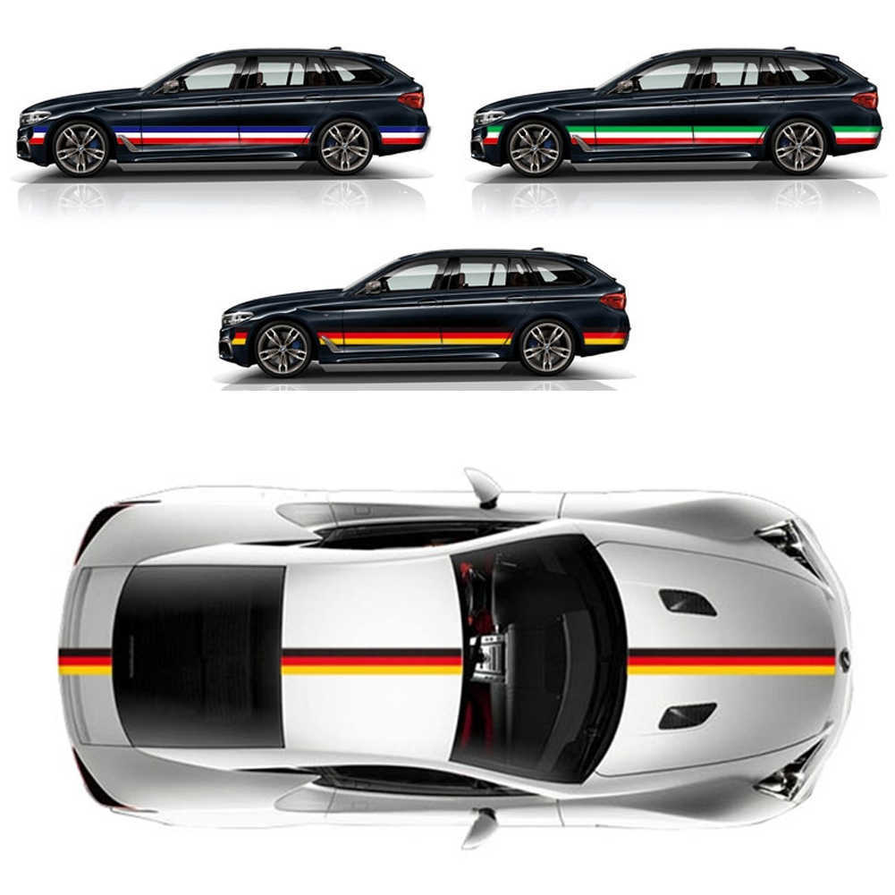 Nieuwe pesonalized autostickers en stickers voor BMW Vinyl Auto Side Body Strip Decal Duitsland Italië Frans Rusland Spanje Nationale vlag