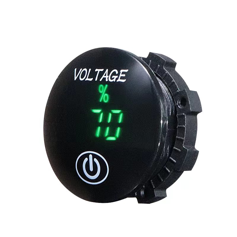 Nouveau étanche voiture moto DC 5V-48V panneau LED voltmètre numérique affichage de la capacité de la batterie voltmètre avec interrupteur tactile ON OFF et affichage%