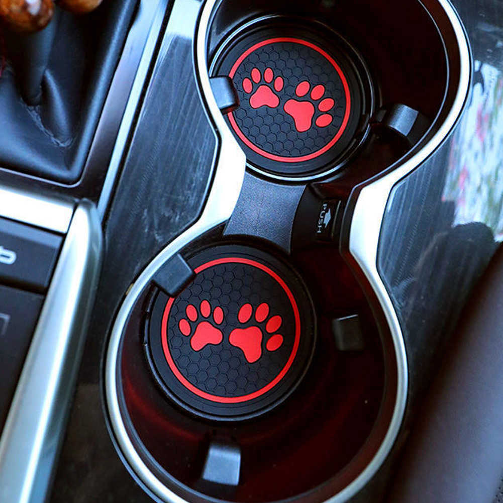 New Non-slip Car Water Cup Pad Cat paw footprint Rubber Mat for Bottle Holder Coaster Auto Interior Anti-skid Cup Holders