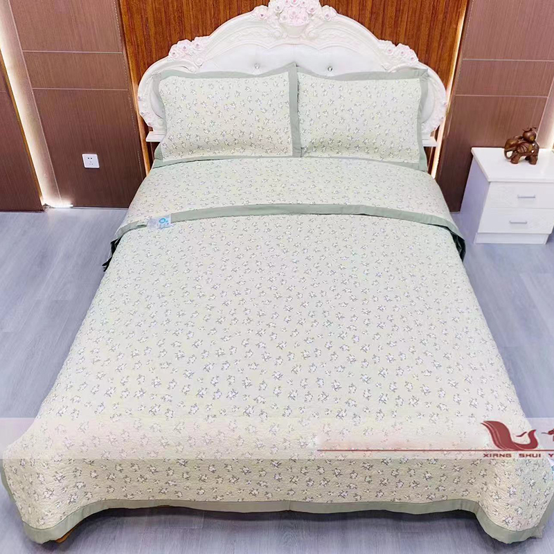 Cobertura de cama de peça única laminada de algodão puro lavado Cobertura de cama fixa antiderrapante