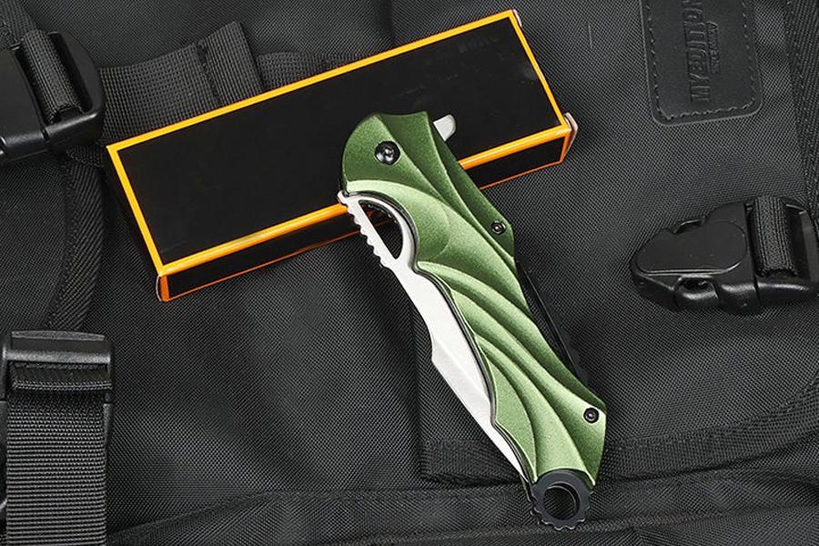 New Arrival H6723 Assisted Flipper Folding Knife 3Cr13Mov Satin Drop Point Blade Aluminum Handle Outdoor EDC Pocket Knives with Retail Box