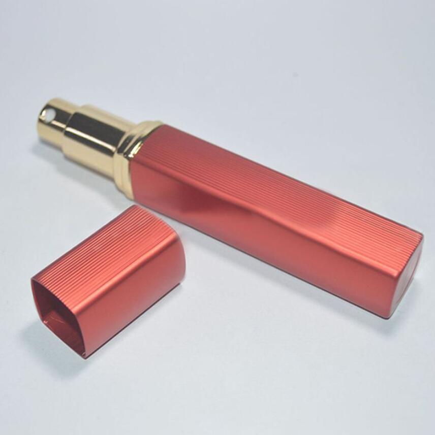 12 ml Spray Parfymflaskor Travel Refillerbar tom kosmetisk container fyrkantig parfymflaska Atomizer Aluminium påfyllningsbara flaskor