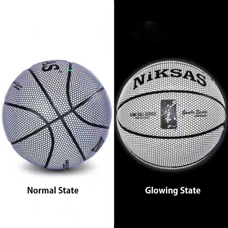 Ballons de basket-ball holographiques en cuir PU Glow taille de basket-ball réfléchissante lumineuse 7 pour le jeu de nuit balles rougeoyantes 230608