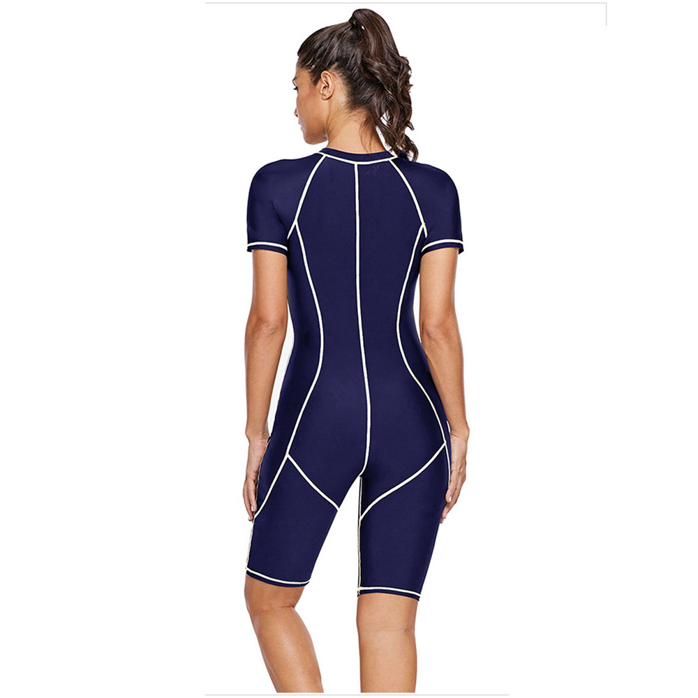 New hot selling ladies wetsuit short-sleeved zipper sunscreen UV surfing snorkeling suit quick-drying tight-fitting swimsuit