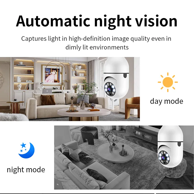 A6 200W E27 Camera Surveillance Camera 1080p Night Vision Motion Detection Outdoor Indoor Network Security Cameras Cameras