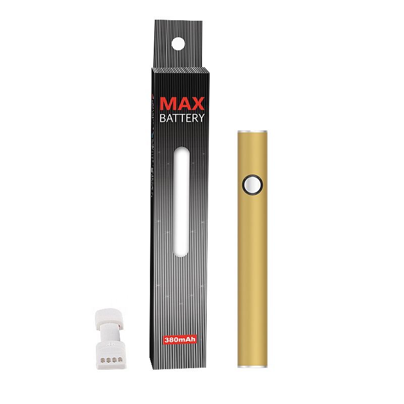 Authentic Max Battery 11.2mm Diameter Cartridge Batteries USB Passthrough 380mAh Preheat Voltage VV Vape Pen fit 510 Carts Factory Direct Supply