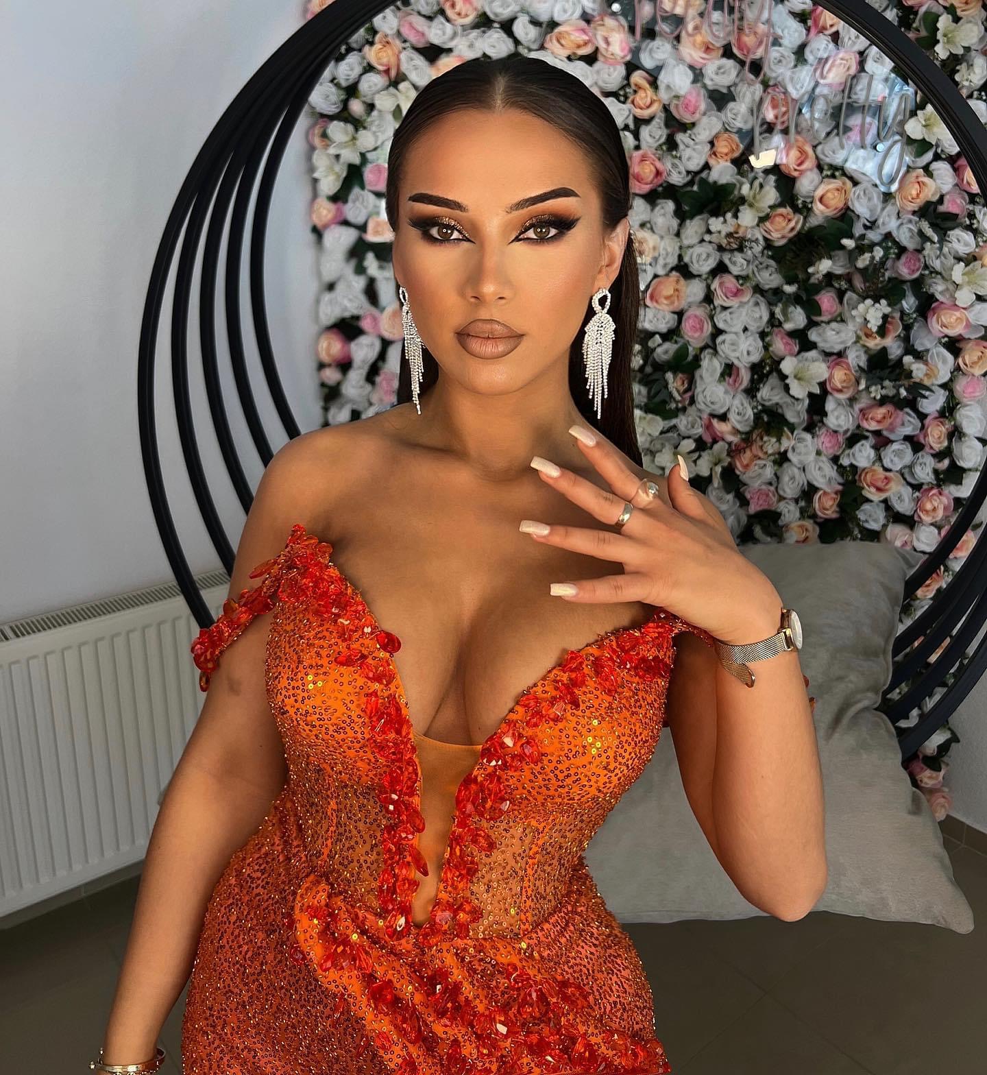 2023 Orange Sirène Graduation Robe Cristaux Paillettes Dentelle Sexy Homecoming Party Formelle Cocktail Robes De Bal Robes ZJ423