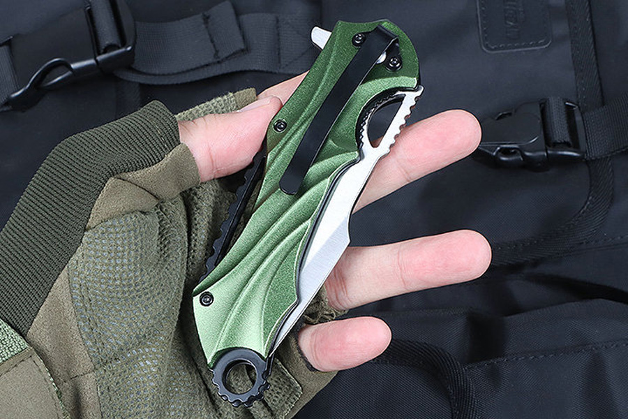 New Arrival H6723 Assisted Flipper Folding Knife 3Cr13Mov Satin Drop Point Blade Aluminum Handle Outdoor EDC Pocket Knives with Retail Box