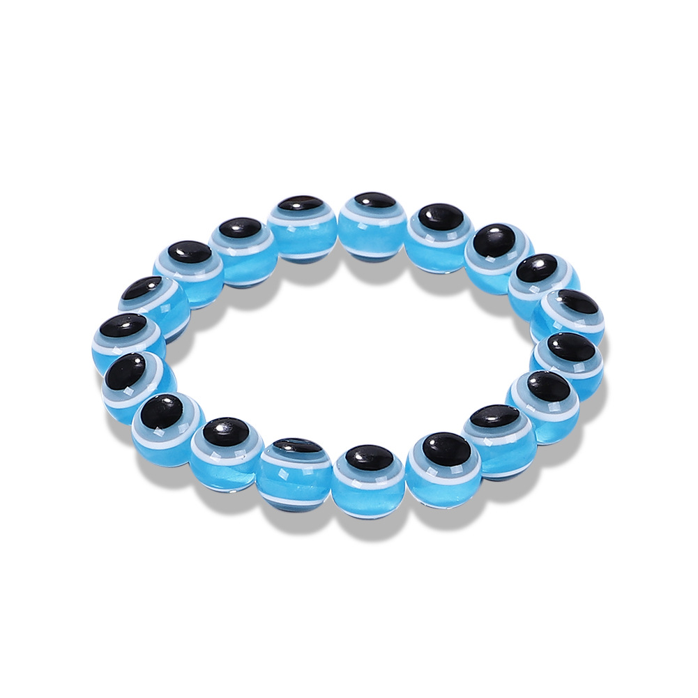 Buntes türkisch-blaues böses Auge, 10 mm Perlen, handgefertigtes elastisches Armband für Männer und Frauen, Yoga, Reiki-Schmuck