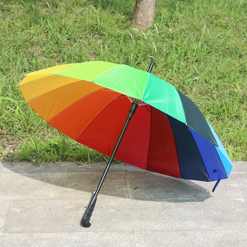 Rainbow parasol kobiety 16k deszczowy wiatroodporny parasol długi uchwyt mocny ramka wodoodporna duża kolorowa tęczowa parasol