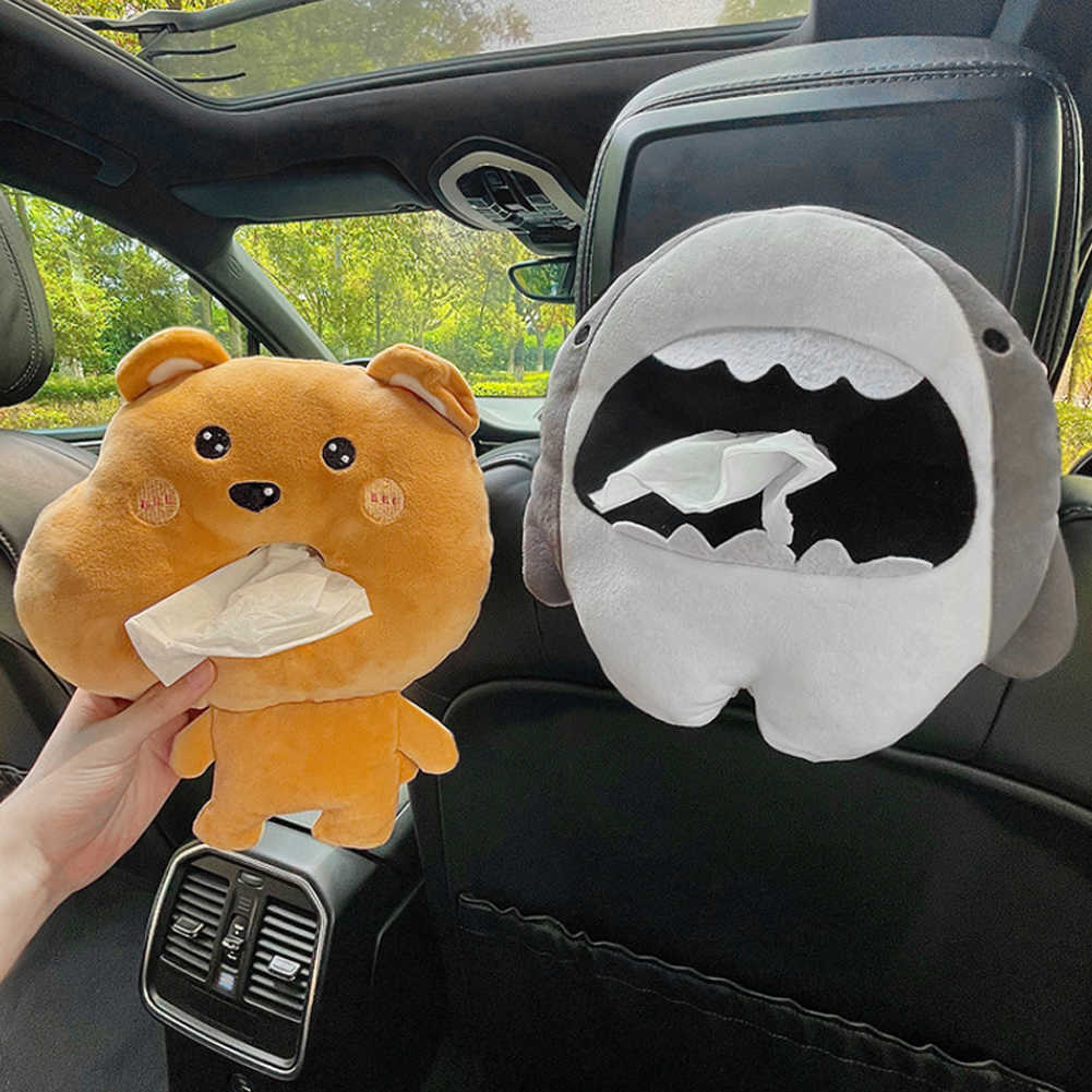 New Cute Cartoon Car Tissue Box Creative Short Plush for Car Armrest Box Car Seat Tissue Box Decorations Accessories