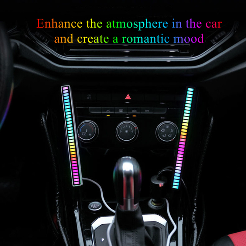 Barra luminosa RGB attivata dal suono wireless, Creative 16 32 40 Led Sound Control Pickup Rhythm Lights LED Ambient Light il regalo della camera da letto dell'automobile