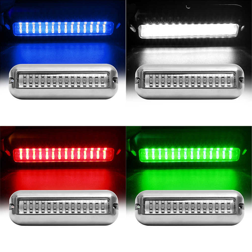 New 42 LEDs Boat Light Universal Stainless Steel Waterproof Boat Underwater Pontoon Transom Lamp Yacht Cabin Deck Tail Light