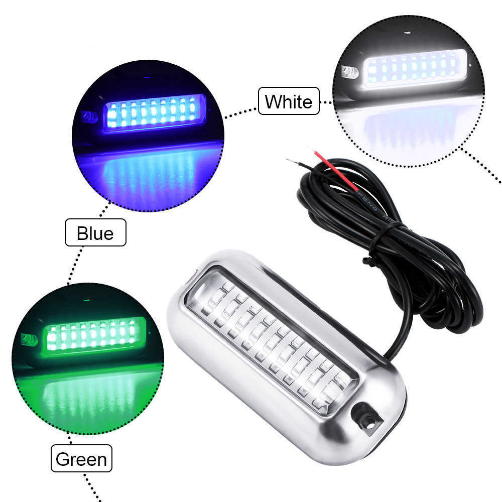 New 42 LEDs Boat Light Universal Stainless Steel Waterproof Boat Underwater Pontoon Transom Lamp Yacht Cabin Deck Tail Light