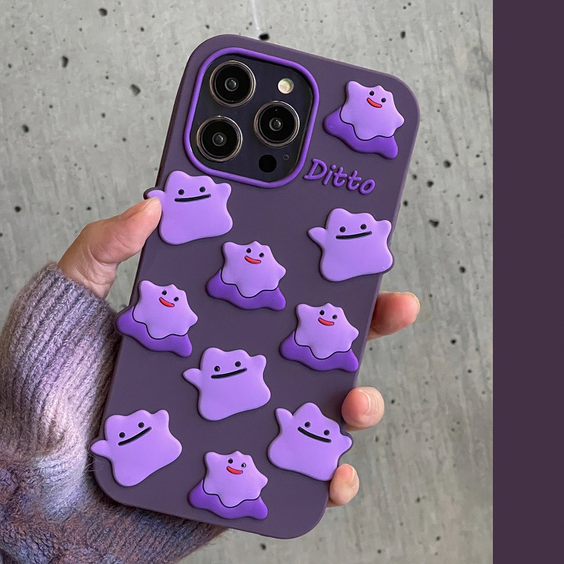 free DHL wholesale ashion Cute 3D Purple Ghost Case For iphone 14 13 12 11 Pro XS Max XR X Halloween Soft Silicone Bubble Phone Cover Kids Gift