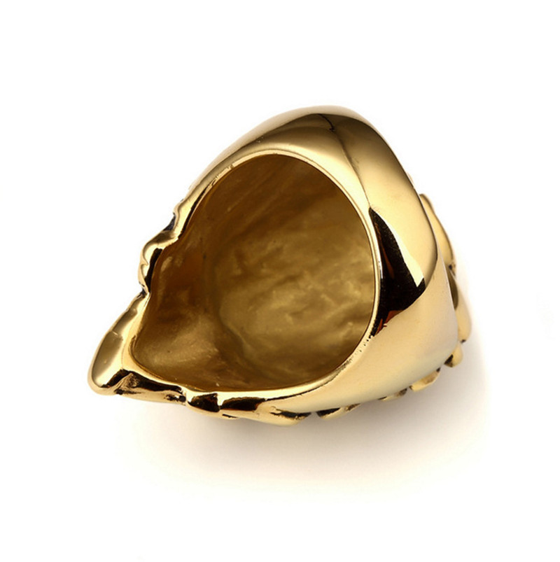 خاتم رأس الأسد الكبير خاتم Leo Men's Finger Ring Retro Gold Silver Black Punk Style Lion Ring Hip Hop Jewelry Comple