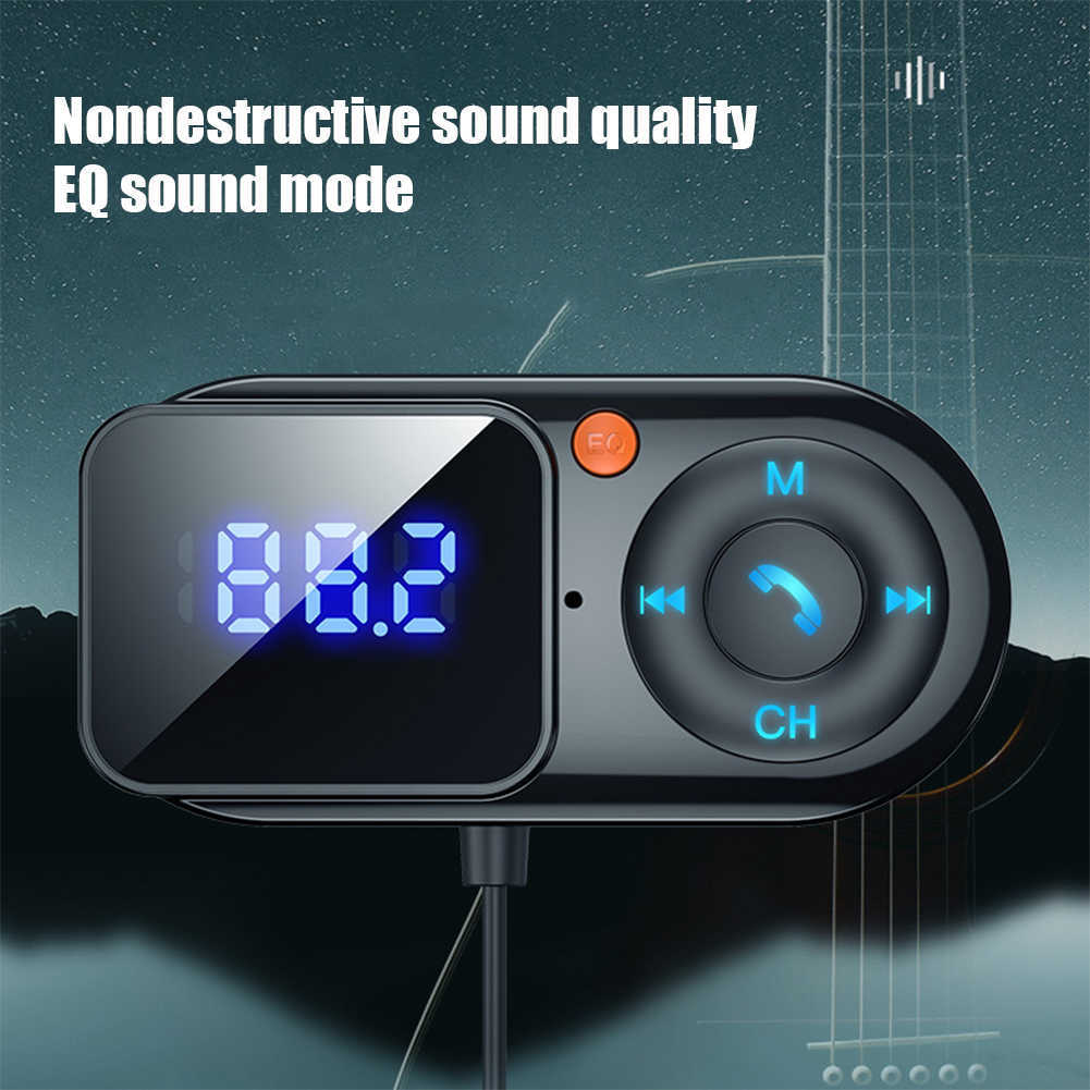 Ny trådlös Bluetooth 5.0 FM sändare bil mp3 -spelare Handsfree Car Kit LCD Aux Audio USB Charge PD18W Biltillbehör FM Modulat