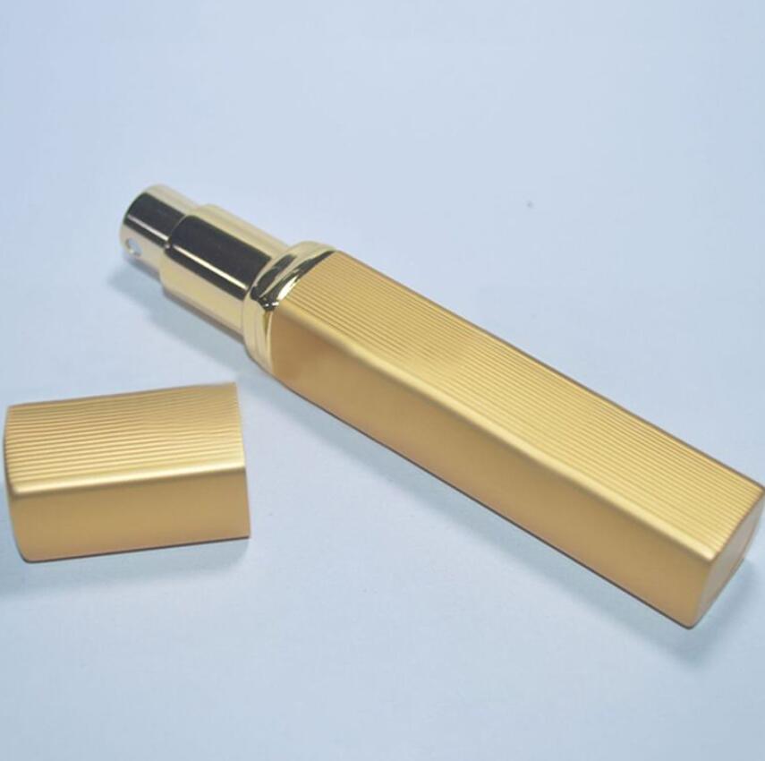 12 ml Spray Parfymflaskor Travel Refillerbar tom kosmetisk container fyrkantig parfymflaska Atomizer Aluminium påfyllningsbara flaskor