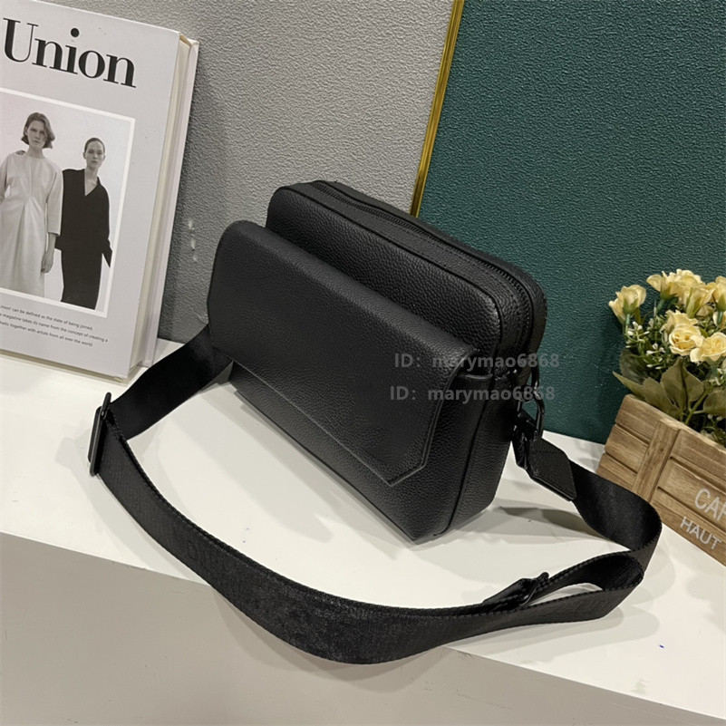 Top Quality Mens Fastline Messenger bags Leather Luxury Designer Shoulder Bag Men Cross Body Postman Navy Blue All black outdoor travel Handbags With flap pocket