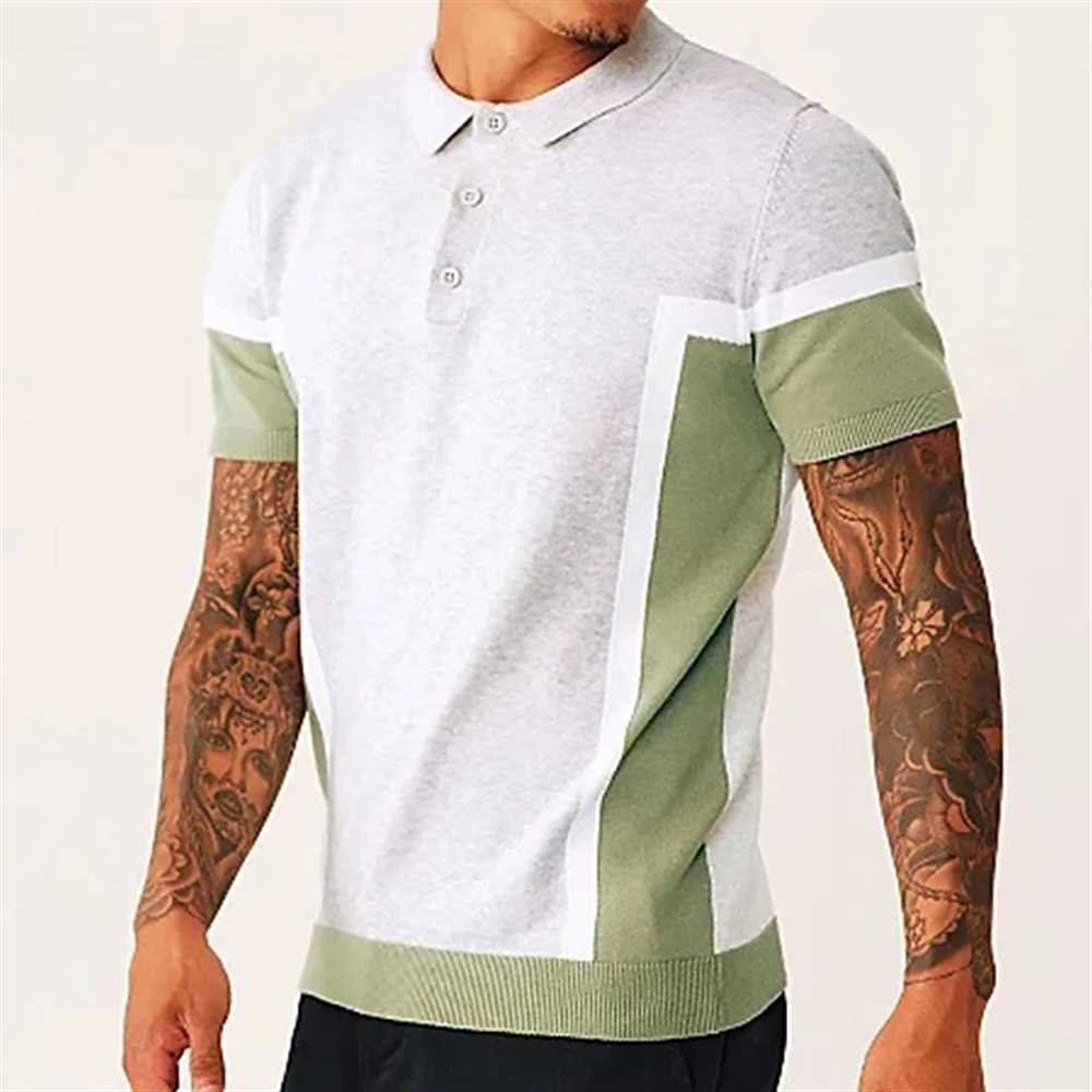 Polo d'été à manches courtes pour hommes respirant maille décontractée T-shirt à revers à la mode et minimaliste T-shirt rayé pour garçons