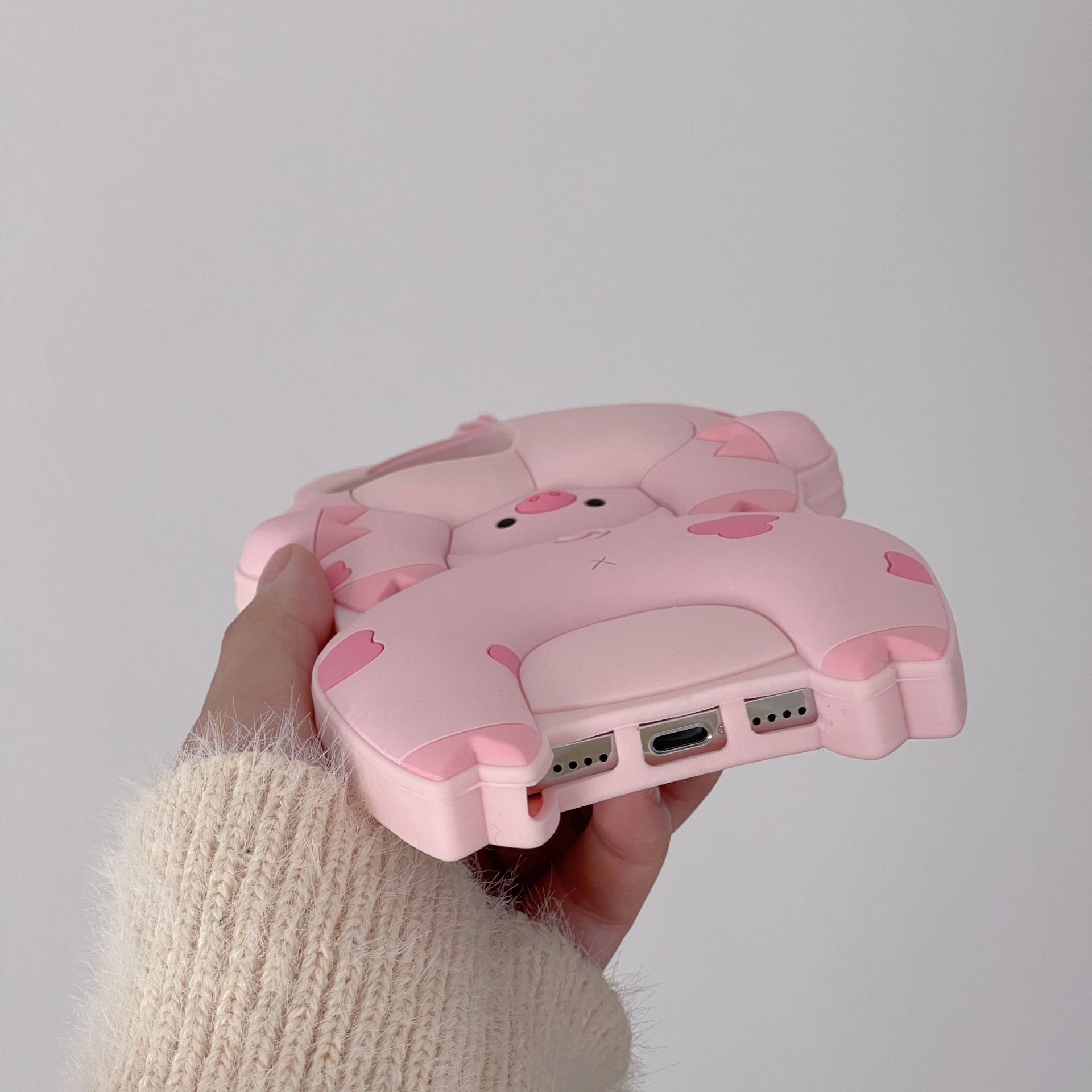 kostenloser DHL Großhandel 3D rosa Cartoon lustige Schwein 3D Hülle für iPhone 14 Plus 13 12 Pro Max Mädchen süße weiche Silikon rosa Handyhülle