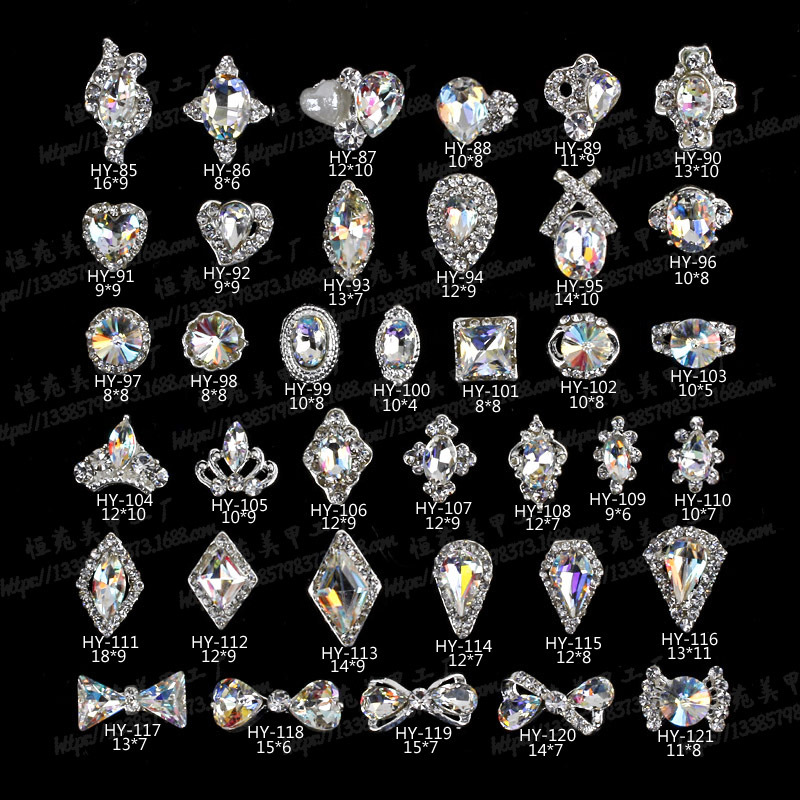 90 STYLES 3D Paznokcie dekoracje gwoździ paznokcie Diamond Rhinestone Sticker Specjalny kształt szklany akcesoria manicure