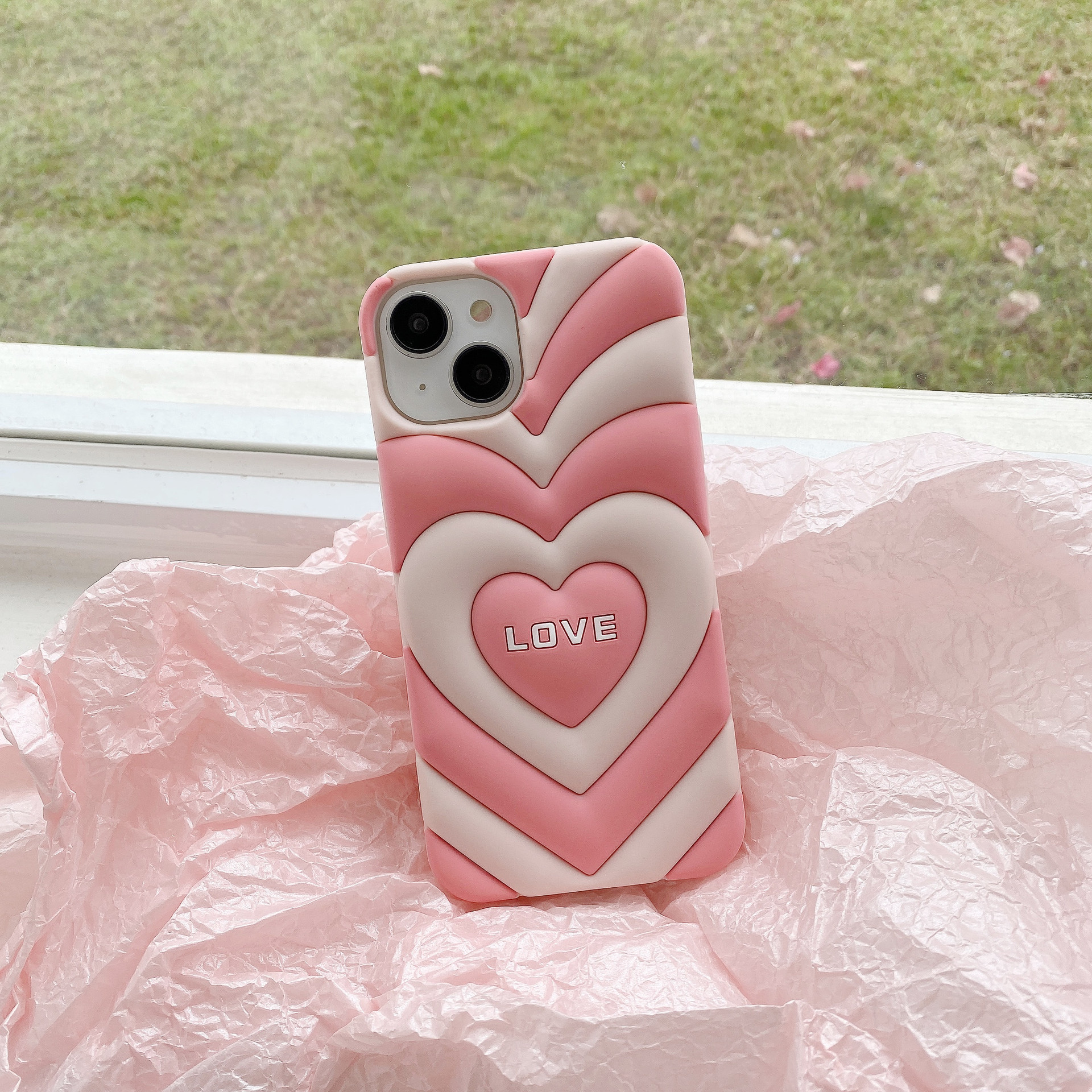 free DHL wholesale 3D Love Heart Candy Color Phone Case cartoon soft silicone case For iphone 14 13 12 11Pro Max back cover