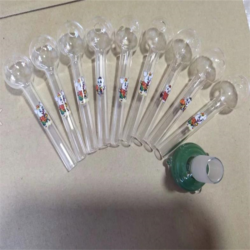 Glass Pipes Smoking Manufacture Hand-blown hookah Colorful printed cartoon pig glass pot