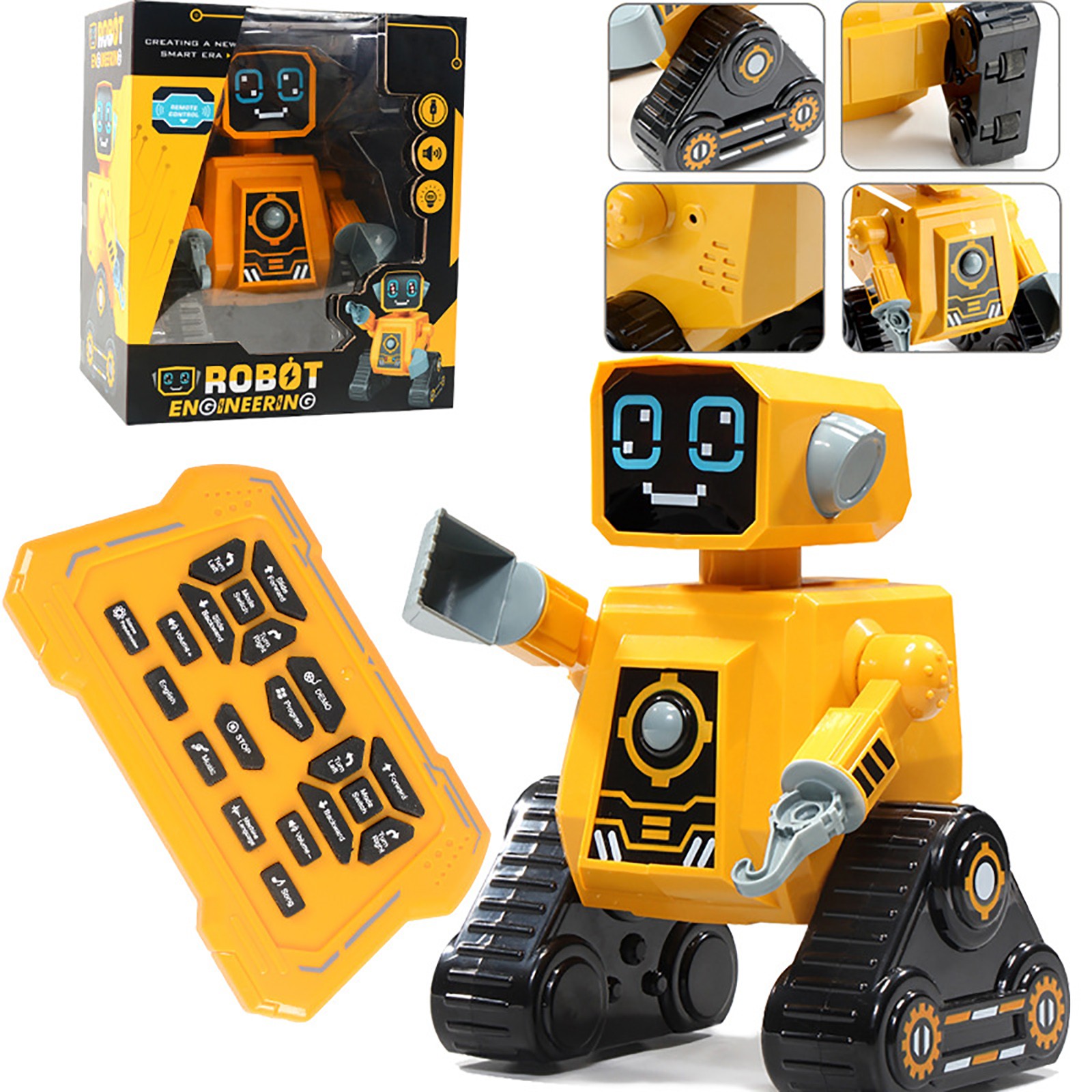 키즈 지능형 프로그래밍 가능한 무선 RC 엔지니어링 로봇 다기능 어린이 장난감 음악 노래 얼굴 빛