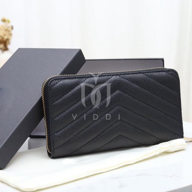 Fashion ladies purse designer bag long V line single pull style wallet clutch bag luxury bag