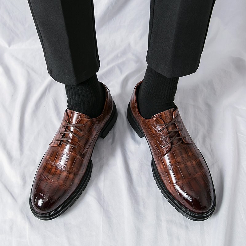 Derby chaussures hommes PU pierre talon bas à lacets couleur unie affaires chaussures habillées confortable mode Classi taille 38-46