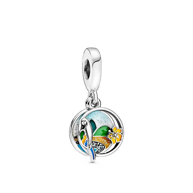 Pandora-925 Prata Esterlina Encantos Pendentes Pingente de Golfinho Tartaruga Ornamento Pingente de Pulseira Ajustável Conta, Caixa de Pandora Grátis na Compra