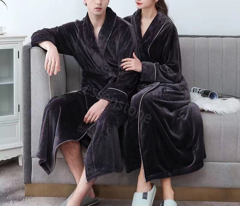 Mode casual mens bathrobes flanell mantel huva långärmad par män kvinna mantel plysch sjal kimono varm kvinnlig kvinna man man badrockpar par kappa kvinnor