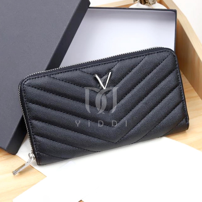 Fashion ladies purse designer bag long V line single pull style wallet clutch bag luxury bag