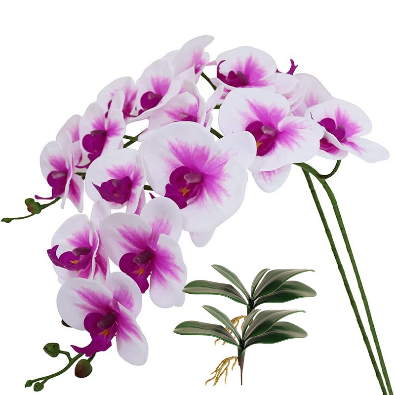 40 Inch Artificial Phalaenopsis Flowers Branches Real Touch Not Silk Orchids Flowers for Home Office Wedding Decoration