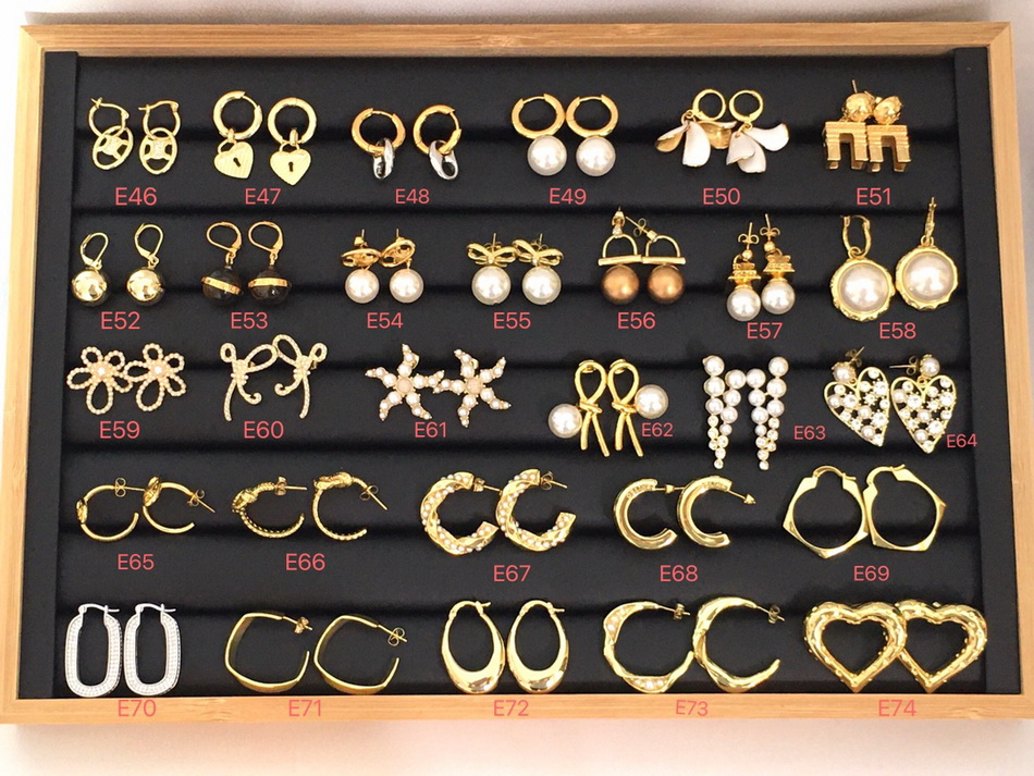 Ny Gold Ball and Love Pendant Ear Studs Full Diamonds Women's 18K Gold Plated Earring Luxury Smyckeset-04