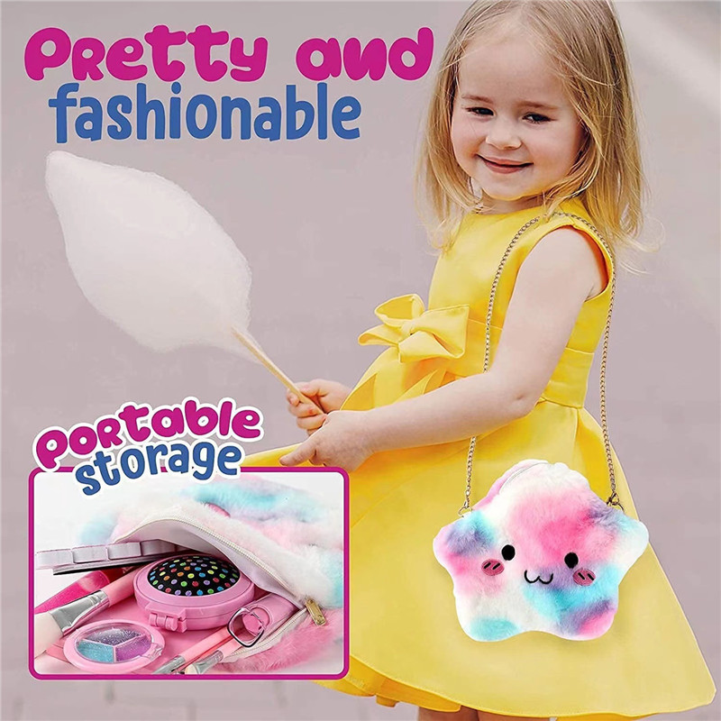 Enfants cosmétiques jouets filles jouer maison vernis à ongles manucure maquillage étoile sac à bandoulière ensemble semblant jouet cadeaux d'anniversaire pour les enfants