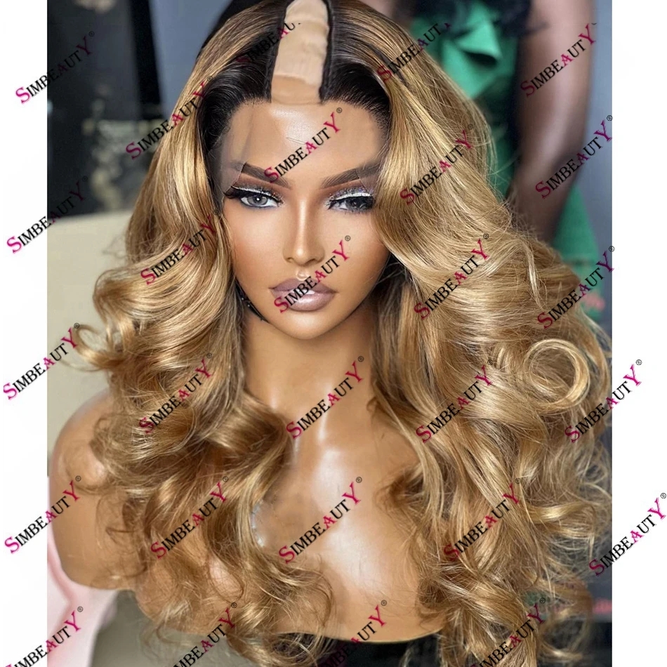 1B27 Медовая блондинка Super Wave Human Hair u Part Wig для женщин 200 Плотность бразильские волосы remy v part wig wig wig с расширением клипов