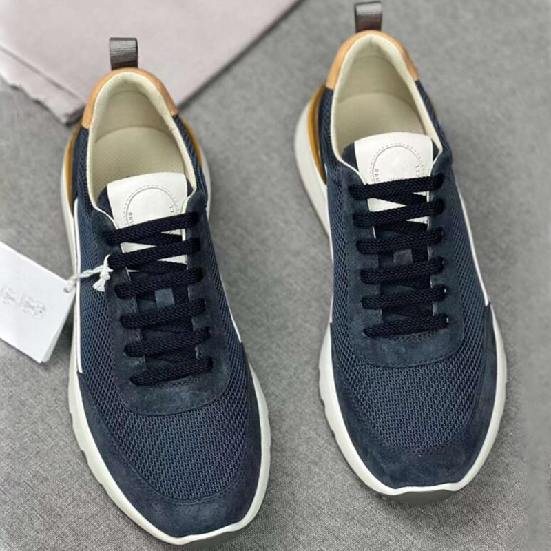 Mode män casual skor klassiska löpare med monili sneakers Italy Delicate Elastic Band Low Top Knit Calfskin Designer Trendy Non-Slip Running Trainers Box EU 38-45