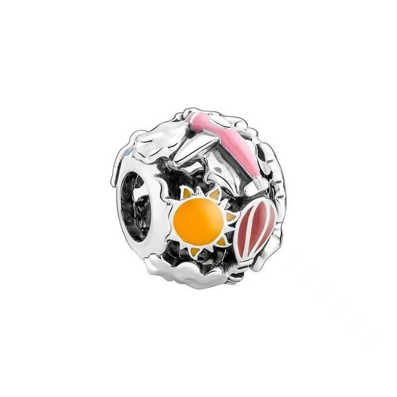 Serve para Pandora Sterling Silver Bracelet Cherry Lemon Turtle Shell Starfish Dangle Beads Charms Para European Snake Charm Chain Moda DIY Jóias Atacado