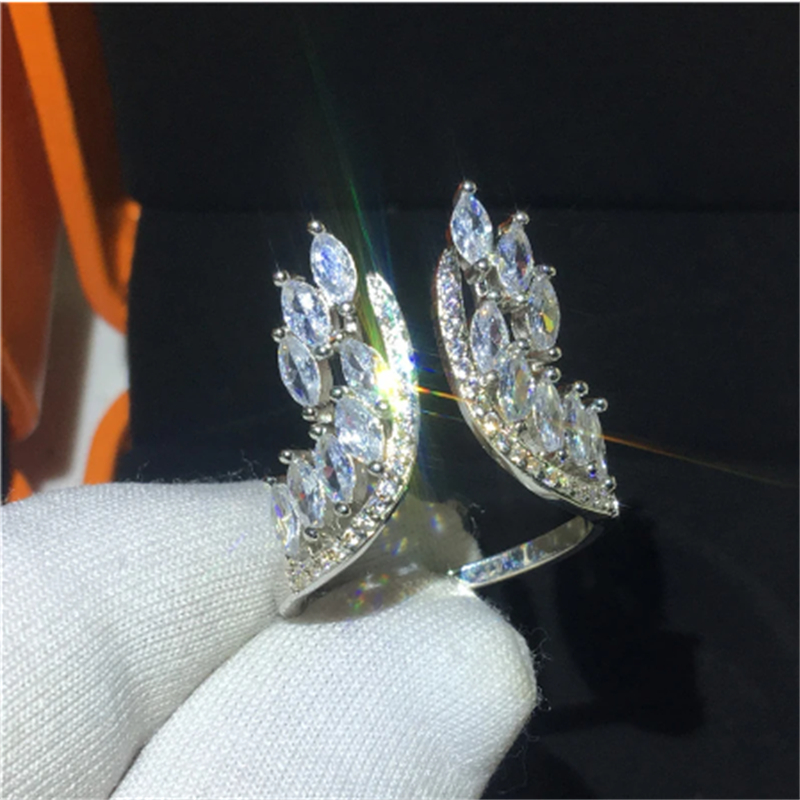 Angel wings ring Real Silver Color AAAAA Cz Engagement Wedding Band Rings for women Bridal Fashion Party Jewelry