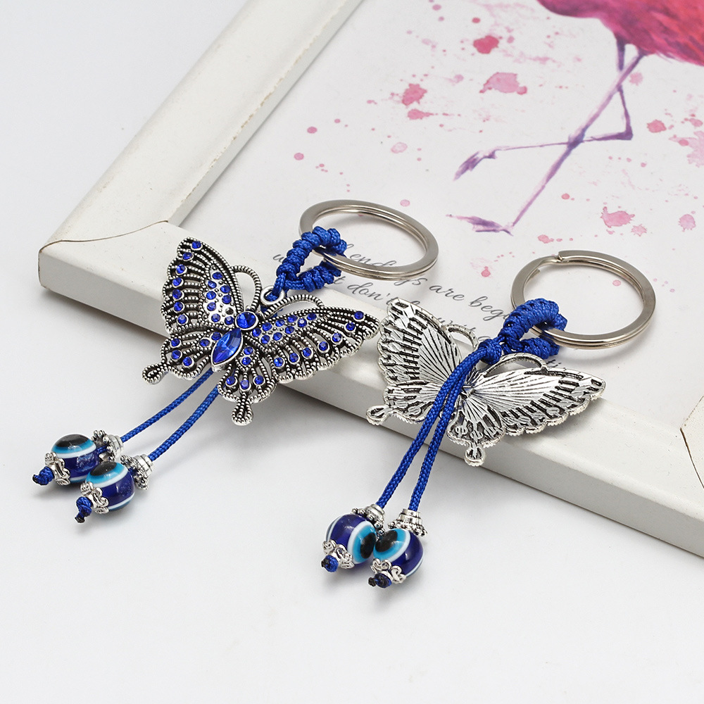 Creative Butterfly Devil's Eye Porte-clés Pendentif Bleu Evil Eye Sac Voiture Porte-clés Bijoux Cadeau Pour Hommes Femmes