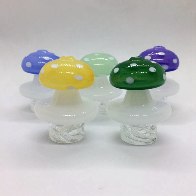 Smoking Colorful Pyrex Thick Glass 33MM Mushroom Style Carb Cap Hat Nails Dry Herb Tobacco Oil Rigs Filter Quartz Bowl Bubbler Bongs Tips Dabber Holder DHL