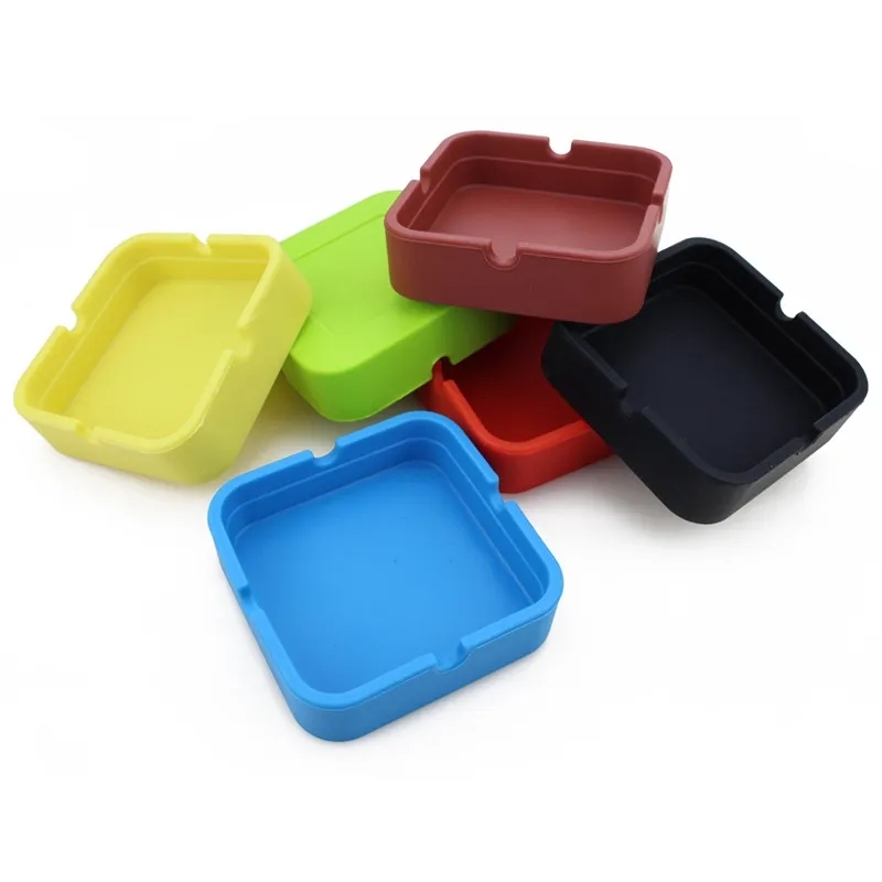 Creative Square Silicone Ashtray Drop-proof High-temperature Resistant Ash Tray Gifts Ash Holder Cigarette Accessories Customized