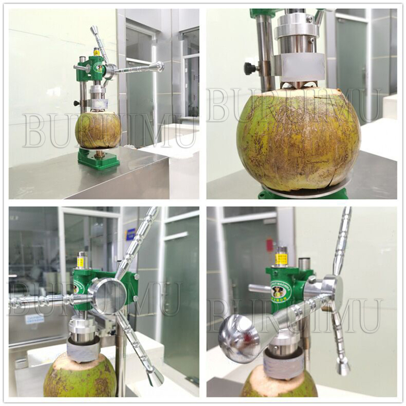 CG-2020 Manual Coconut Opener Stainless Steel Coconut Punching Machine Young Coconut Driller Save Effort Drilling Hole for Coco Milk