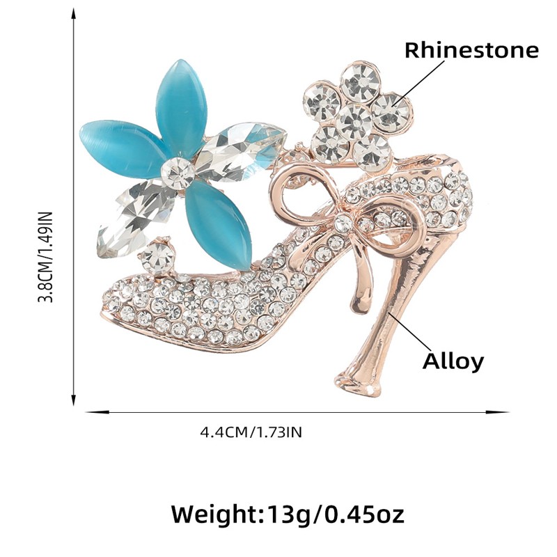 Fashion Metal Rhinestone Flower High Heels Brooch Girl Pop Creative Party Pin Akcesoria broszkowe